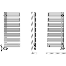 Těleso koupelnové trubkové elektrické Kermi Diveo-E 1700 x 600 mm, elektrosada FKS vpravo 800 W, stříbrné