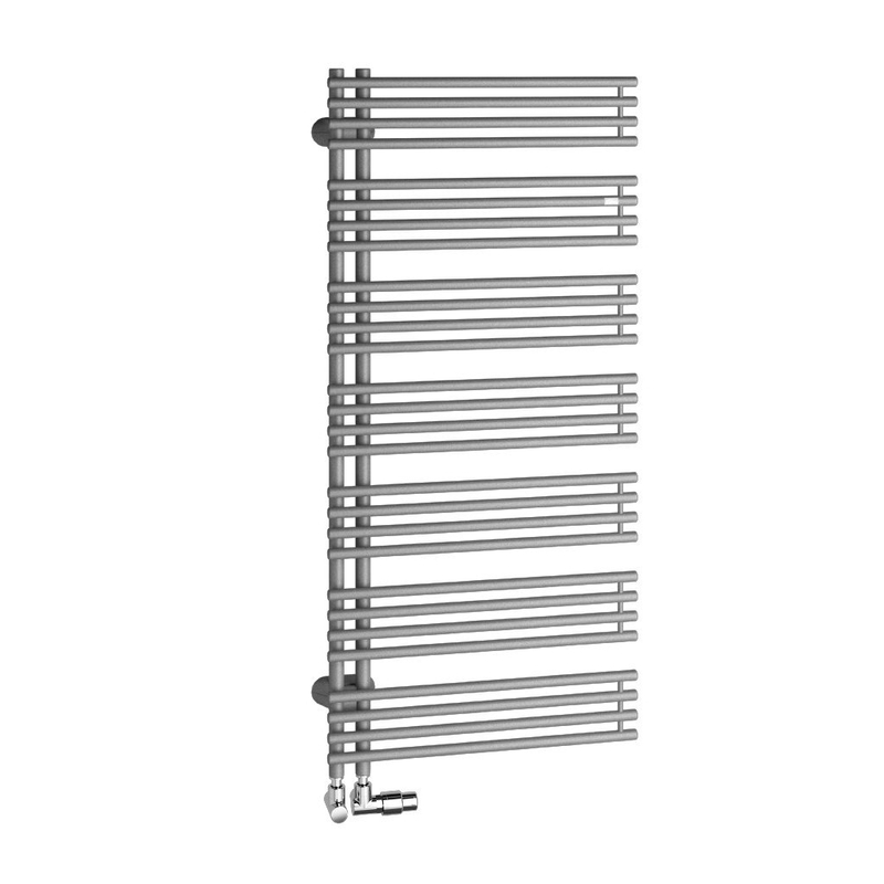Těleso koupelnové trubkové Kermi Diveo 1320 x 450 mm, levé, připojení středové 567 W, stříbrné