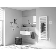 Těleso koupelnové trubkové elektrické Kermi Credo Plus-E 973 x 550 mm, elektrosada WKS vpravo 400 W, stříbrné