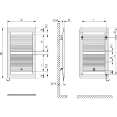 Těleso koupelnové trubkové elektrické Kermi Credo Plus-E 1429 x 550 mm, elektrosada WKS vlevo 800 W, stříbrné