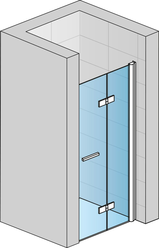 Dvoudílné skládací dveře Ronal Solino pravé / 1 strana rohového vstupu 1000 x 2000 mm, aluchrom/sklo čiré