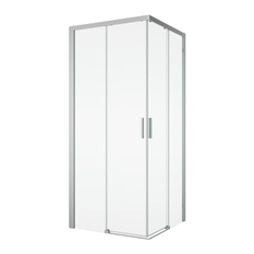 Rohový vstup Ronal Top - Line S s dvoudílnými posuvnými dveřmi (bez spodního rámového profilu) 900 x 2000 mm, aluchrom/sklo linie