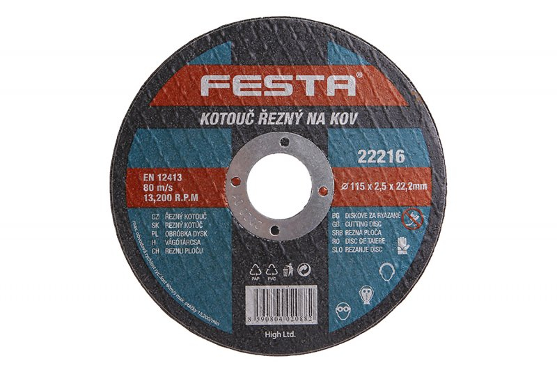 Kotouč řezný FESTA 22216 na kov 115x2,5x22,2mm