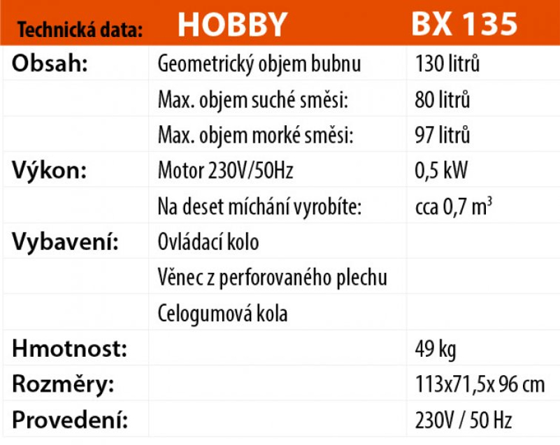Míchačka LESCHA BX 135 125l 230V WS HR
