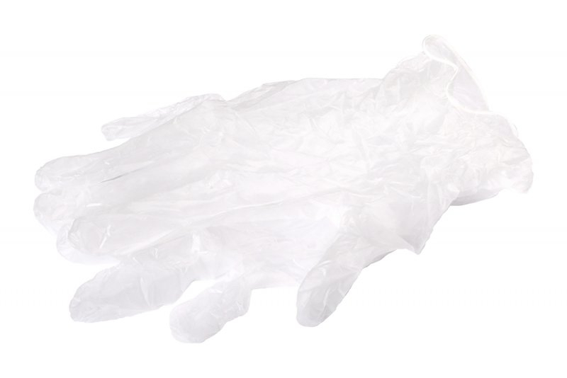 Rukavice vinylové jednorazové velikost 9(l), čiré, bez pudru