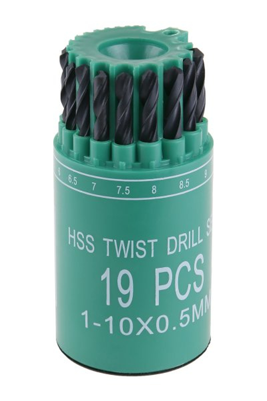 Sada HSS vrtáků 1-10mm (po 0,5mm) 19ks válec-plast