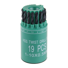 Sada HSS vrtáků 1-10mm (po 0,5mm) 19ks válec-plast