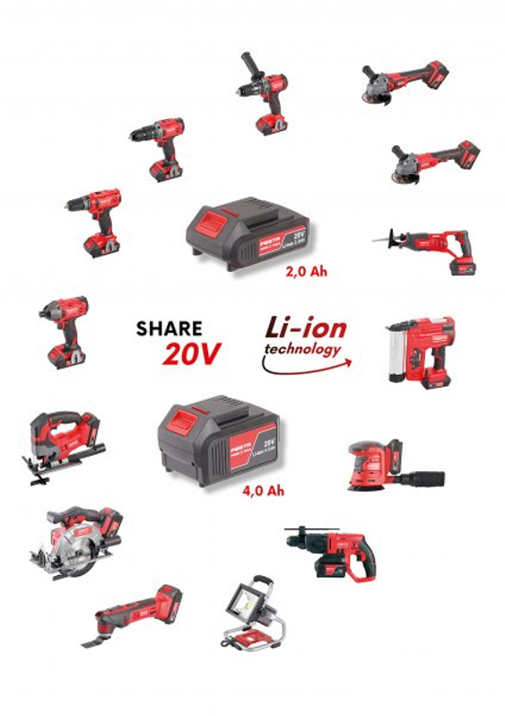 Vrtačka AKU s příklepem FESTA 28000 ˝BRUSHLESS˝SHARE20V baterie 2 a 4Ah,nabíječka,kufr