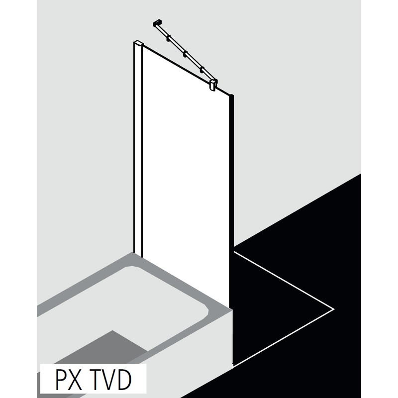 Zkrácená boční stěna vedle vany Kermi Pasa XP PXTVD stříbrná vysoký lesk/čiré ESG sklo 75 x 175 cm