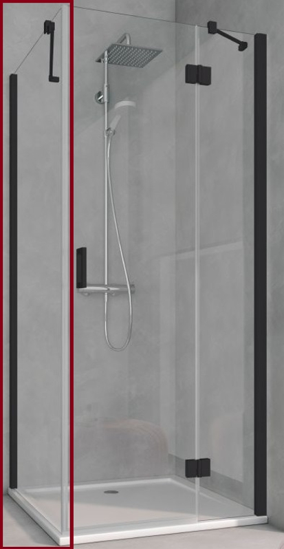 Stěna boční Kermi OSIA OSTWD černá soft RAL9005/čiré ESG sklo s úpravou OSIAclean 80 x 200 cm