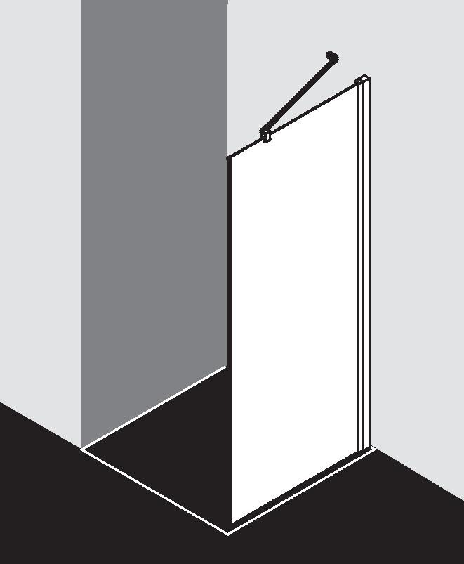 Stěna boční Kermi OSIA OSTWD černá soft RAL9005/čiré ESG sklo s úpravou OSIAclean 93 x 200 cm