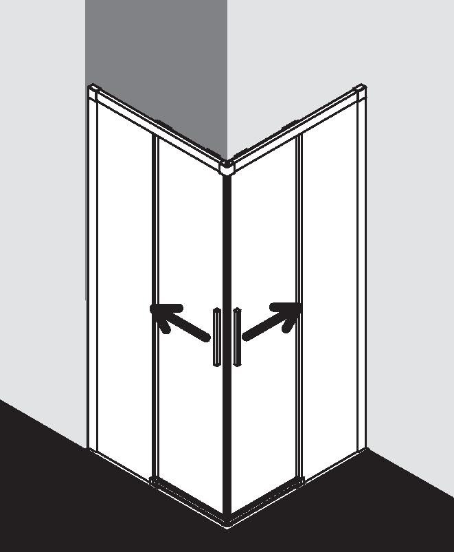 Dveře 2-dílné posuvné bezbariérové (levá část rohového vstupu) Kermi Nica NIC2L levé, černá soft RAL9005, čiré ESG sklo s úpravou 103 x 200 cm