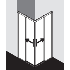 Dveře 2-dílné posuvné bezbariérové (levá část rohového vstupu) Kermi Nica NIC2L levé, černá soft RAL9005, čiré ESG sklo s úpravou 103 x 200 cm