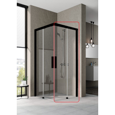 Dveře 2-dílné posuvné bezbariérové (pravá část rohového vstupu) Kermi Nica NIC2R pravé, černá soft RAL9005, čiré ESG sklo s úpravou 103 x 200 cm