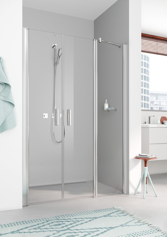 Stěna boční Kermi Pega PETWD stříbrná vysoký lesk, čiré ESG sklo 70 x 200 cm