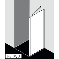 Stěna boční Kermi Pega PETWD stříbrná vysoký lesk, čiré ESG sklo 75 x 200 cm