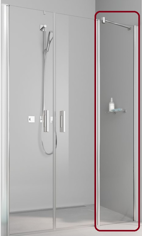 Stěna boční Kermi Pega PETWD stříbrná vysoký lesk, čiré ESG sklo 80 x 200 cm