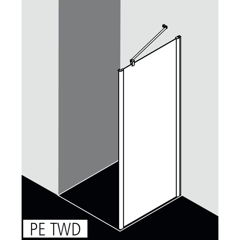 Stěna boční Kermi Pega PETWD stříbrná vysoký lesk, čiré ESG sklo 93 x 200 cm