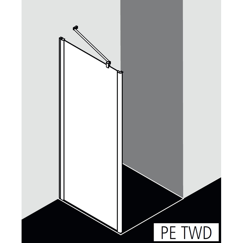 Stěna boční Kermi Pega PETWD stříbrná vysoký lesk, čiré ESG sklo s úpravou 123 x 200 cm