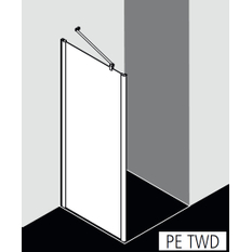 Stěna boční Kermi Pega PETWD stříbrná vysoký lesk, čiré ESG sklo s úpravou 123 x 200 cm