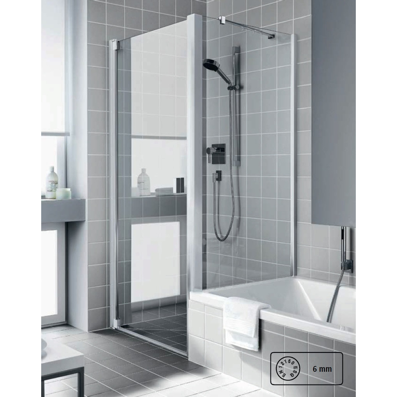 Stěna boční na vanu Kermi Raya RATVD stříbrná vysoký lesk, čiré ESG sklo s úpravou 75 x 160 cm