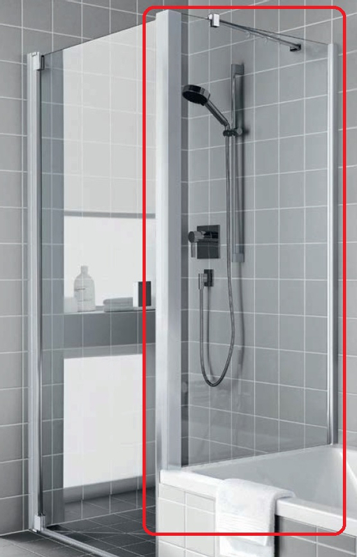 Stěna boční na vanu Kermi Raya RATVD stříbrná vysoký lesk, čiré ESG sklo s úpravou 90 x 160 cm