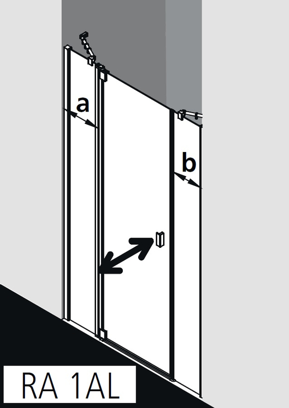 Dveře kyvné 1-křídlé s pevnými poli Kermi Raya RA1AL levé stříbrné vysoký lesk, čiré ESG sklo s úpravou 100 x 185 cm