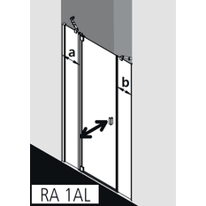 Dveře kyvné 1-křídlé s pevnými poli Kermi Raya RA1AL levé stříbrné vysoký lesk, čiré ESG sklo s úpravou 120 x 185 cm