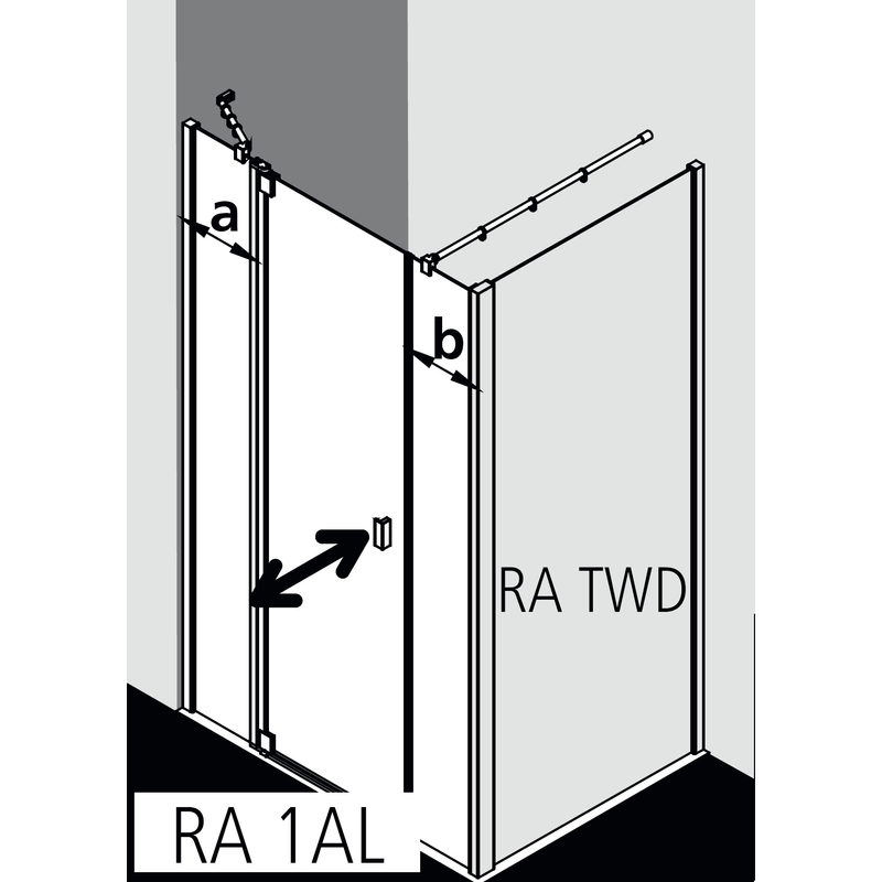 Dveře kyvné 1-křídlé s pevnými poli Kermi Raya RA1AL levé stříbrné vysoký lesk, čiré ESG sklo s úpravou 140 x 185 cm