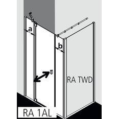 Dveře kyvné 1-křídlé s pevnými poli Kermi Raya RA1AL levé stříbrné vysoký lesk, čiré ESG sklo s úpravou 160 x 185 cm