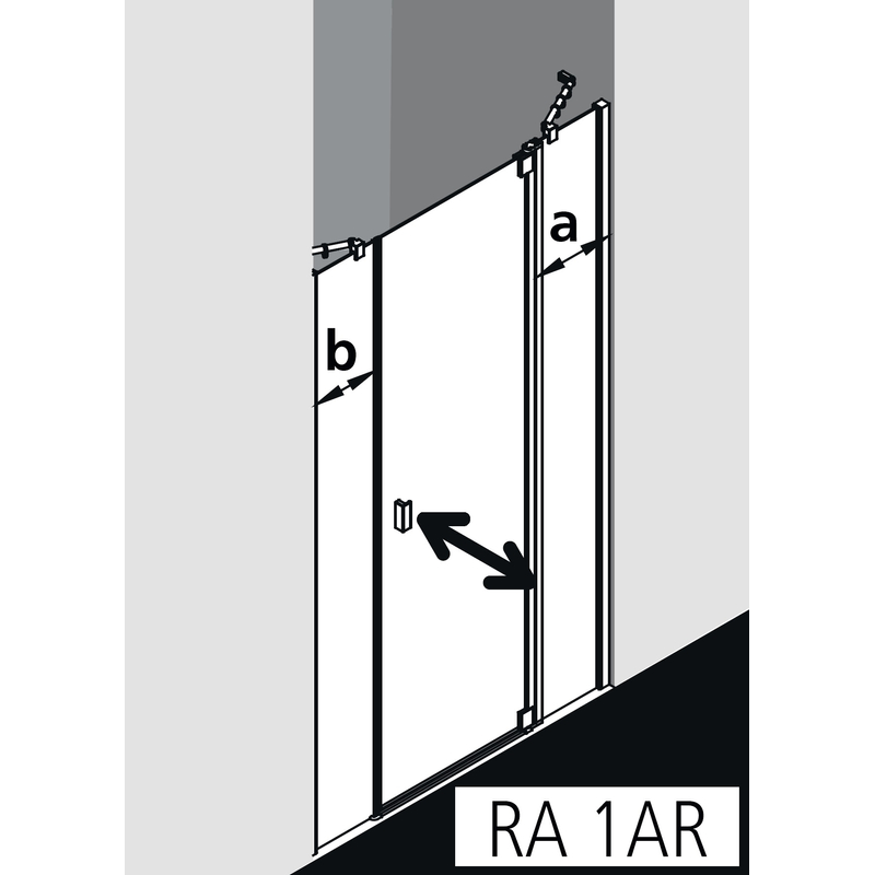 Dveře kyvné 1-křídlé s pevnými poli Kermi Raya RA1AR pravé stříbrné vysoký lesk, čiré ESG sklo s úpravou 100 x 185 cm