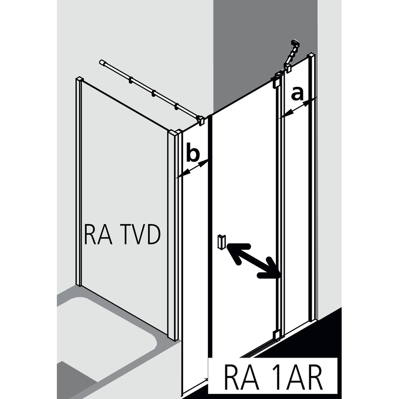 Dveře kyvné 1-křídlé s pevnými poli Kermi Raya RA1AR pravé stříbrné vysoký lesk, čiré ESG sklo s úpravou 110 x 185 cm