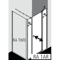 Dveře kyvné 1-křídlé s pevnými poli Kermi Raya RA1AR pravé stříbrné vysoký lesk, čiré ESG sklo s úpravou 110 x 185 cm