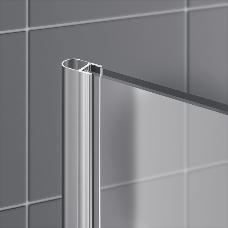 Dveře kyvné 1-křídlé s pevnými poli Kermi Raya RA1AR pravé stříbrné vysoký lesk, čiré ESG sklo s úpravou 150 x 185 cm