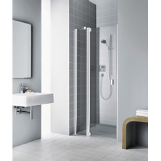 Dveře kyvné 1-křídlé s pevným polem Kermi Raya RA1GL levé stříbrné vysoký lesk, čiré ESG sklo s úpravou 100 x 185 cm