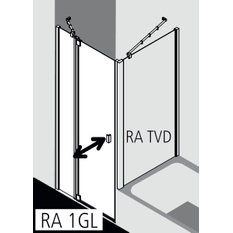 Dveře kyvné 1-křídlé s pevným polem Kermi Raya RA1GL levé stříbrné vysoký lesk, čiré ESG sklo s úpravou 110 x 185 cm