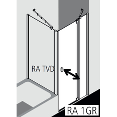 Dveře kyvné 1-křídlé s pevným polem Kermi Raya RA1GR pravé stříbrné vysoký lesk, čiré ESG sklo s úpravou 80 x 185 cm