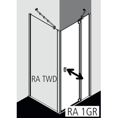 Dveře kyvné 1-křídlé s pevným polem Kermi Raya RA1GR pravé stříbrné vysoký lesk, čiré ESG sklo s úpravou 98 x 185 cm