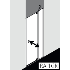 Dveře kyvné 1-křídlé s pevným polem Kermi Raya RA1GR pravé stříbrné vysoký lesk, čiré ESG sklo s úpravou 103 x 185 cm