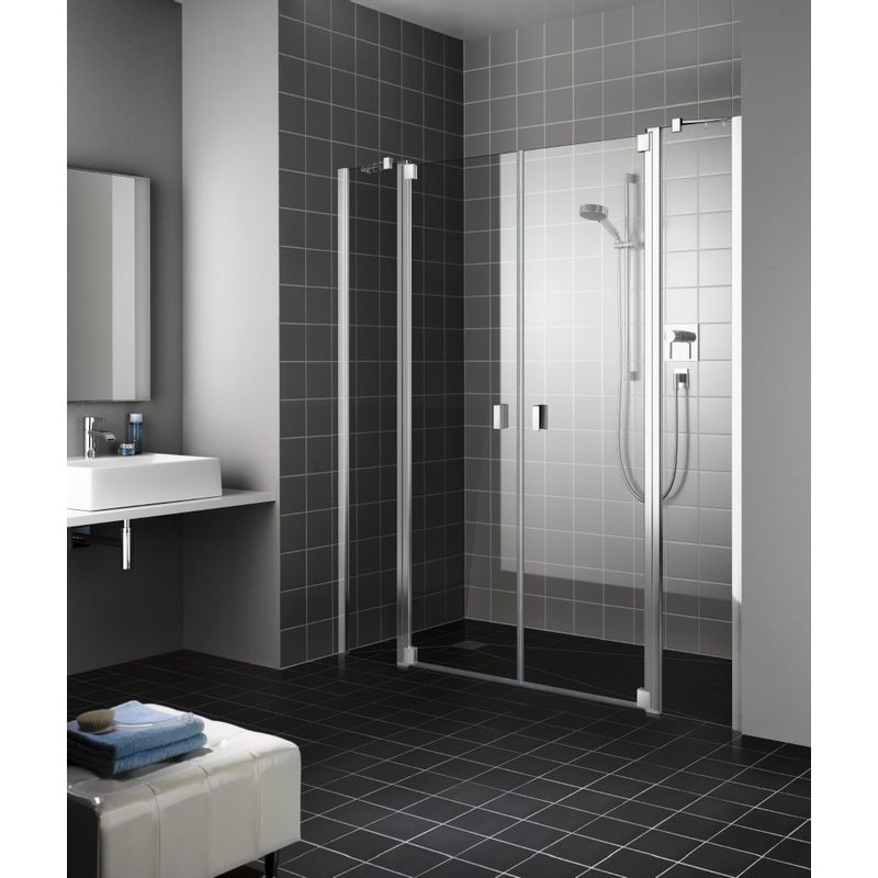 Dveře kyvné Kermi Raya RAPTF stříbrné vysoký lesk, čiré ESG sklo s úpravou 120 x 185 cm