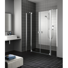 Dveře kyvné Kermi Raya RAPTF stříbrné vysoký lesk, čiré ESG sklo s úpravou 120 x 185 cm