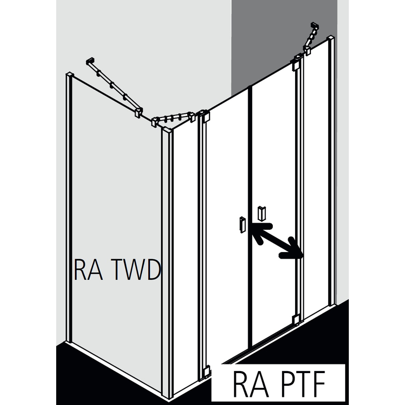 Dveře kyvné Kermi Raya RAPTF stříbrné vysoký lesk, čiré ESG sklo s úpravou 183 x 185 cm