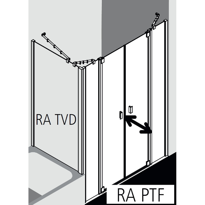 Dveře kyvné Kermi Raya RAPTF stříbrné vysoký lesk, čiré ESG sklo s úpravou 183 x 185 cm