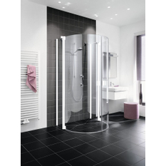 Půlkruhový sprchový kout s kyvnémi dveřmi a s pevnými poli Kermi Raya RAZ20 bílý, čiré ESG sklo 100 x 100 x 200 cm
