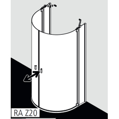 Půlkruhový sprchový kout s kyvnémi dveřmi a s pevnými poli Kermi Raya RAZ20 černý, čiré ESG sklo s úpravou 100 x 90 x 200 cm