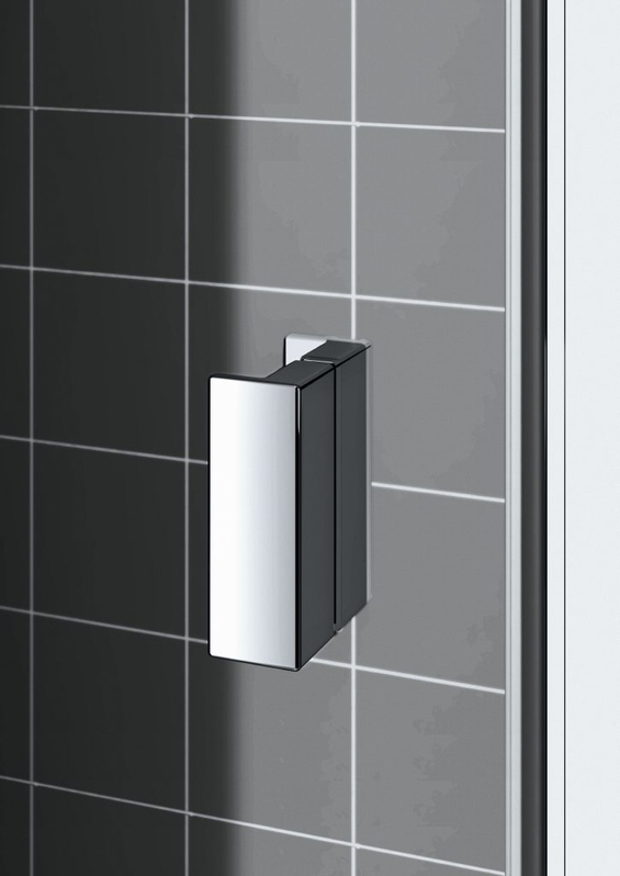 Půlkruhový sprchový kout s kyvnémi dveřmi a s pevnými poli Kermi Raya RAZ20 černý, čiré ESG sklo s úpravou 100 x 100 x 200 cm