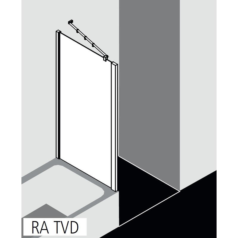 Stěna boční na vanu Kermi Raya RATVD černá, čiré ESG sklo 75 x 175 cm
