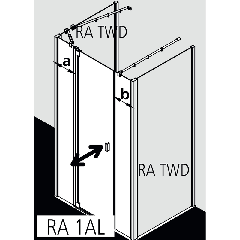 Dveře kyvné 1-křídlé s pevnými poli Kermi Raya RA1AL levé černé, čiré ESG sklo 120 x 185 cm