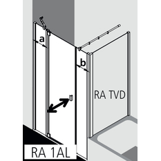 Dveře kyvné 1-křídlé s pevnými poli Kermi Raya RA1AL levé černé, čiré ESG sklo 120 x 185 cm