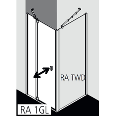 Dveře kyvné 1-křídlé s pevným polem Kermi Raya RA1GL levé černé, čiré ESG sklo 78 x 185 cm